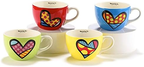 Romero Britto Ceramic Cappuccino Mugs Assortment Set of 4