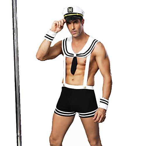 KAKU Men's cosplay sailor costume outfit Sexy police Underwear Lingerie Sailor Costume Pajamas Uniform Suit for Stage Officer accessories Christmas