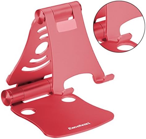 Excelvan Foldable Tablet Phone Stand, Nintendo Switch Stand Desk Holder for iPad Air Pro iPhone X 8 7 6 Plus Samsung Galaxy Tab Android Smartphones Tablets (4-10 Inch) E-Readers - Red