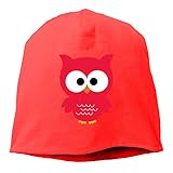 Woman Skull Cap Beanie Red Owl Headwear Knit Hat