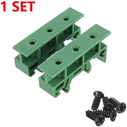 Sysly 2 Sets PCB DIN Rail Mounting Adapter Circuit Board Mounting Bracket Holder Carrier Clips, for 35mm, 15mm DIN Rail (Green) (2 PCS)