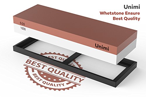 Whetstone Knife Sharpener, Unimi Professional Sharpening Stone Water Stone For Knives (600/1000 Grit)