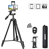 Phone Tripod, ZOMEi T90 53-Inch Camera Tripod, Adjustable Video Tripod with Bag,