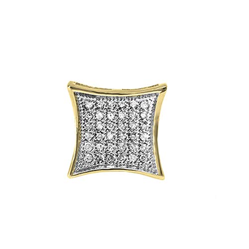 Dazzlingrock Collection 0.08 Carat (ctw) 14K White Diamond Kite Shape Men's Hip Hop Iced Stud Earring (Only 1pc), Yellow Gold