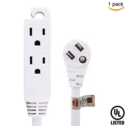 Uninex Flat Angle Plug Extension Cord 16/3 Grounded 3-Outlet Tap 15-Foot White UL Listed - Thumbnail 5