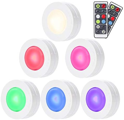 Under Cabinet Kitchen Lights,SALKING RGB Wireless LED Halloween Lights with 16 Colors Changing,Led Battery Operated Remote Control,Halloween Decorations for Outdoor Indoor Garden Party - 6 Pack