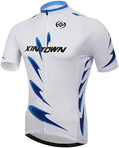 Men's Cycling Clothing Shorts Sleeves Shirts Tights Xintown Blue Cycling Jacket Bicycle Racing Clothing (Jersey, XL)