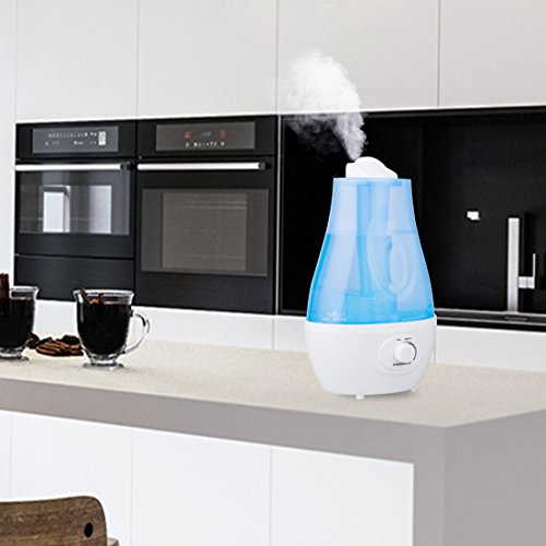 T YONG TONG 2.2L Room Humidifier, 360 Degree Cool Mist Whisper-quiet Ultrasonic Mini Air Purifier, with Cozy LED Variable Night Lights, Transparent Shell Design, for Home Office and Sleeping (Blue)