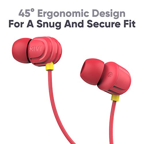 Mivi Rock and Roll W1 Wired Earphones with HD Sound and Powerful Bass with Mic-Red