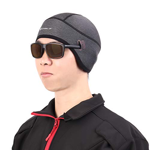 Winter Skull Cap Beanie, Cycling Hat Caps for Under Helmet Men Women with Windproof Thermal Fleece, Motorcycle Helmet Liner Cycle Cap Cover for Outdoor Sports Riding/Skiing/Running Grey