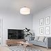 Ceiling Light, Semi-Flush Mount Modern Fabric Pendant Light Shade, Large White Drum Lampshade, Round Pendant Lamp, Lamps for bedrooms, Flush Chrome Matt, 3 Bulbs