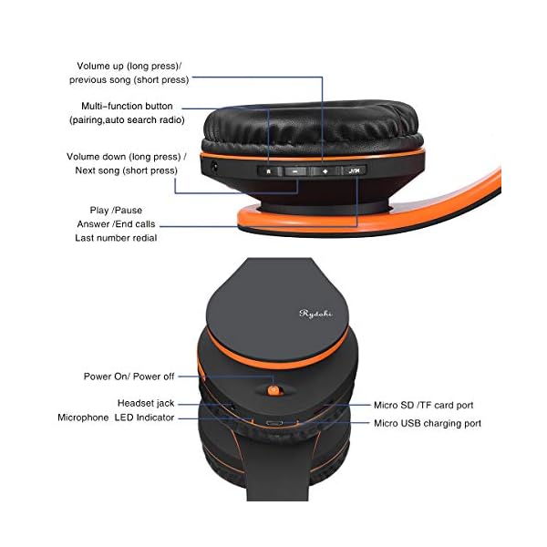 Wireless-Bluetooth-Headphones-Over-Ear-Rydohi-Hi-Fi-Stereo-Headset-with-Deep-Bass-Foldable-and-Lightweight-Wired-and-Wireless-Modes-Built-in-Mic-for-Cell-Phones-TV-PC-and-Traveling-Black-Orange Wireless Bluetooth Headphones Over Ear, Rydohi Hi-Fi Stereo Headset with Deep Bass, Foldable and Lightweight, Wired and…