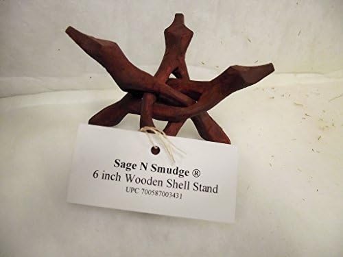 Sage Smudge Abalone Shell Stand Tripod Wood 6 Inches