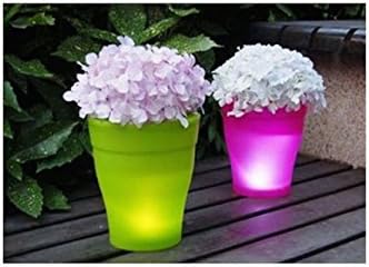 SALE Solar Illuminated Planter (green) Led Lighted Solar Flower Pot Lamp Urn Garden Led Plant Pot Modern Planter Vase