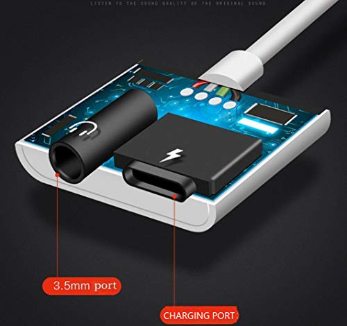 CaseyPop to 3.5mm Aux Headphone Jack Audio Adapter, 2 in 1 Adapter Compatible with Phone XR/XS MAX/X / 7 Plus / 8 Plus (Support iOS 11, iOS 12)-White