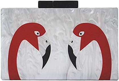 New Wallet Fashion Double-sided Clutch Flamingo Acrylic Clutch Evening Bag Shoulder-slung Chain Handbag Banquet Wedding Bag