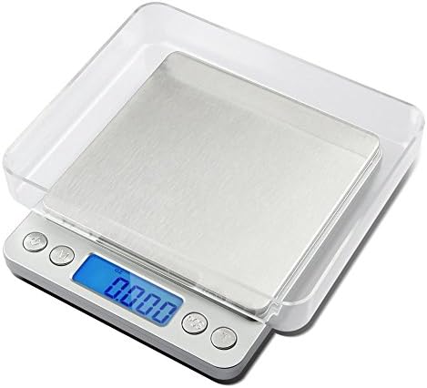 Multifunction Digital LCD Screen Pocket Scales,with Large Plastic Platform and Blue Backlit Display,6 Weighing Units,Tare Function Supplied (0.01g to 500g)