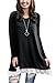 WEKILI Women's Tops Long Sleeve Lace Scoop Neck A-line Tunic Blouse Black XL/US 16-18