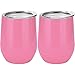 Skylety 12 oz Double-insulated Stemless Glass, Stainless Steel Tumbler Cup with Lids for Wine, Coffee, Drinks, Champagne, Cocktails, 2 Sets (Pink)