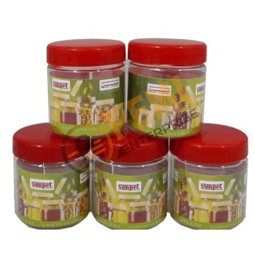 Sunpet J0100 100ml Small Plastic Food Storage Canisters, Red, pack of 6