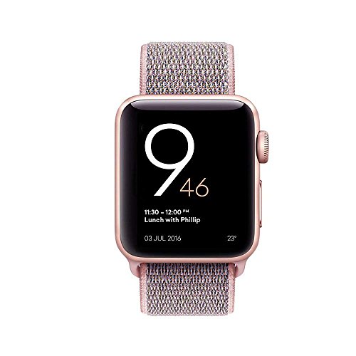 Easy Watch Sport Loop Band, Fastener Adjustable Closure Wrist Strap Lightweight Breathable Nylon Replacement Band for Apple Watch Nike+, Series 3/2/1, Sport, Edition (38MM, Pale Pink & Pink Sand) - Thumbnail 3