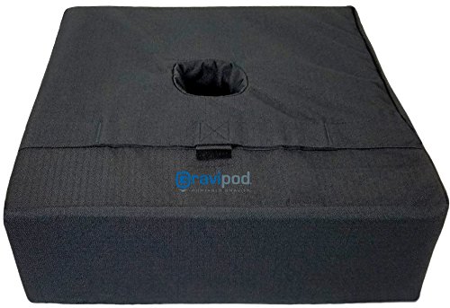 Gravipod 18"x18" Square Umbrella Base Weight Bag-Up to 110#. Safety solution for Patio, Offset and Cantilever Umbrellas. Heavy Duty Ballistic Polyester, XL opening, Weather and UV resistant