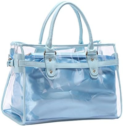 VOCHIC Clear Transparent Tote Shoulder Bag Satchel, Beach Handbag for Women (Sky Blue)