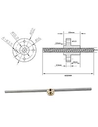 Drillpro - Tornillo de plomo y tuerca para impresora 3D Z Axis, 15.748 in, 0.315 in