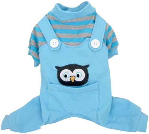 Animal Overalls Dog Pajamas - Owl Blue