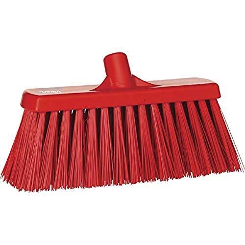 Vikan 29154 Broom,Push,Stiff,12.75",PP/PET,Red