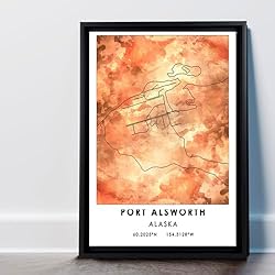 Port Alsworth Map Poster, Alaska Map Art