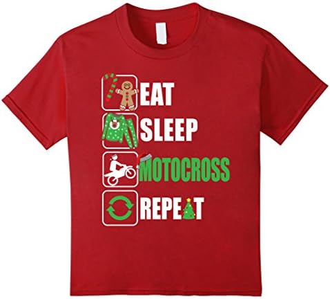 Kids Eat Sleep Motocross Repeat Tshirt Funny Christmas Motocross 6 Cranberry