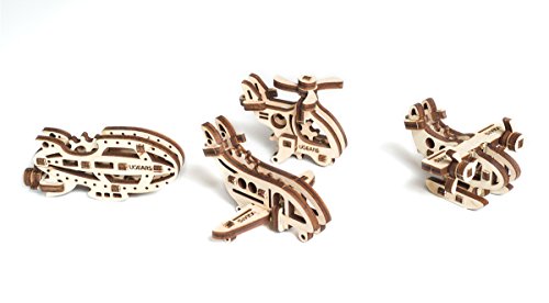 Ugears U-Fidgets-Tribiks Series:Aircrafts. Helicopter,Hydroplane,Airship,Airplane