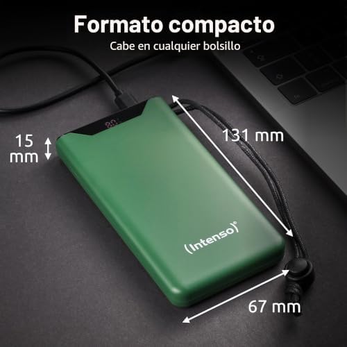 Powerbank F10000 - Bateria Externa com PD (20 W) e QC (18 W), Conector USB-C e USB-A, 10000 mAh, Cor Verde
