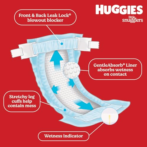 HUGGIES NEWBORN DIAPERS, LITTLE SNUGGLERS BABY DIAPERS, SIZE PREEMIE (UP TO 6 LBS), 30 COUNT