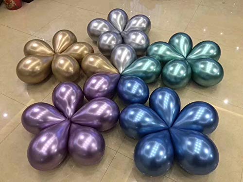 60 Pieces 12inch Chrome Shiny Metallic Latex Balloons for Birthday Wedding Grad Theme Party