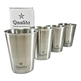 Qualita Premium Set of 4 Stainless Steel Kids Cups Toddler Tough Baby Safe BPA Free 8oz