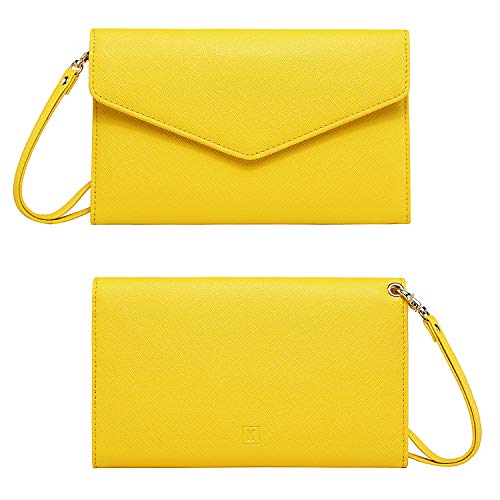 Krosslon Rfid Passport Holder Wristlet Travel Wallet Trifold Documents Organizer Slim Purse, Fit US UK CA Passport Cover Traveling Accessories for Women, Vibrant Yellow(208#) - Thumbnail 4