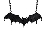 5" Black Gothic Vampire Bat Necklace Deathrock Rockabilly Dracula Halloween Rock