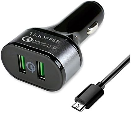 Quick Charge 3.0 Car Charger, 36W 2 Port QC3.0 USB Car Adapter with 3.3ft Micro USB Cable for Samsung Galaxy S7/S6 Edge+, Note 5/4/Edge, LG G5/LG V10, Nexus 6, iPhone/iPad,Tablets