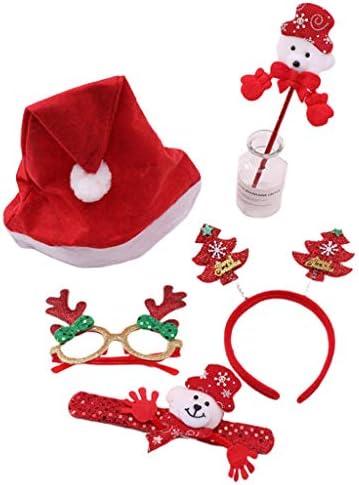 Adult Kids Christmas Supplies Costume Glasses Santa Hat Bracelet Headband Toys