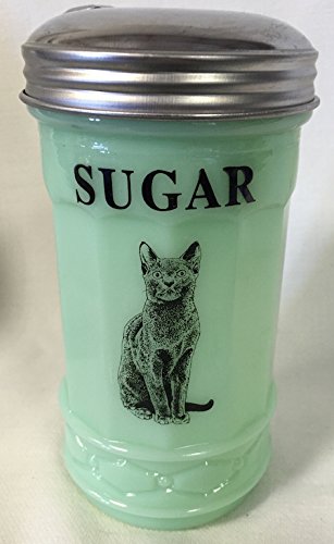 Vintage Retro Sugar Dispenser (Jadeite w/ Black Cat)