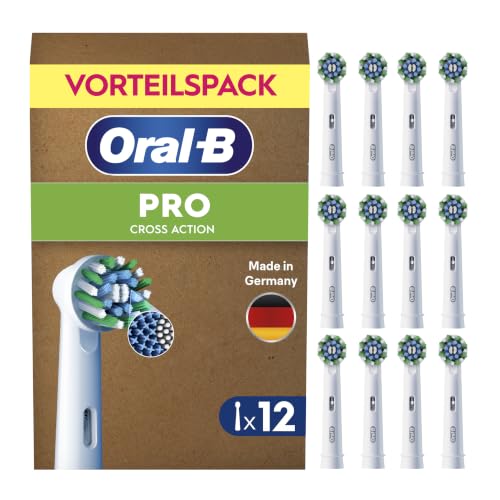 Oral-B Pro CrossAction Aufsteckbürsten für elektrische Zahnbürste, 12 Stück, überlegene Zahnreinigung, X-Borsten, Original Oral-B Zahnbürstenaufsatz, briefkaste