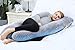 AngQi Pregnancy Pillow U-Shaped, Full Body Pillow for Pregnant Women, with Maternity Pillow Velvet Cover, Grey-Blue…