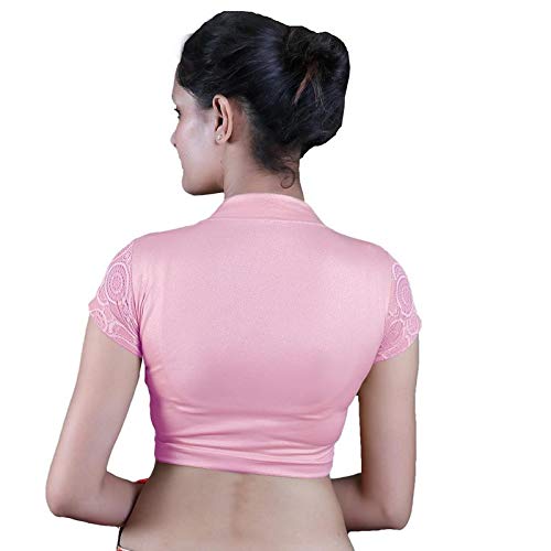 gebisha fashion women's lycra v-neck short sleeve stretchable blouse