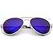 zeroUV - Premium Full Mirrored Aviator Sunglasses w/Flash Mirror Lens (3-Pack Silver | Blue)