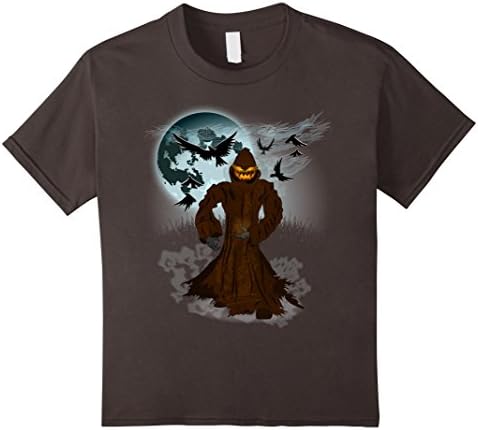 Kids Halloween Pumpkin Jack o' Lantern Full Moon and Crows Shirt 6 Asphalt
