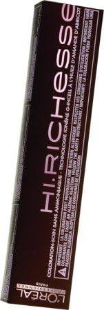 L'Oreal Professional Hi.Richesse Ammonia-Free Conditioning Creme Hair Color Enriched With Ionene G + Incell + Apricot Kernel Oil - 1.7 Fl. Oz. Tube of Color - Shade Selection: 4.21 Liquorice