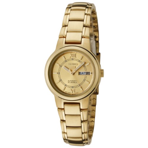 Seiko Women's SYME58 Seiko 5 Automatic Gold Dial Gold-Tone Stainless Steel Watch