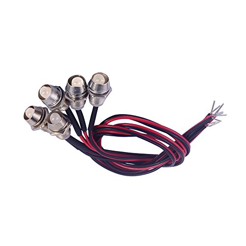 PME 5pcs/set LED Indicator Light Bulb Pilot Dash LED Lamp 12v Universal for Car Auto Vehicle Boat Truck (White)